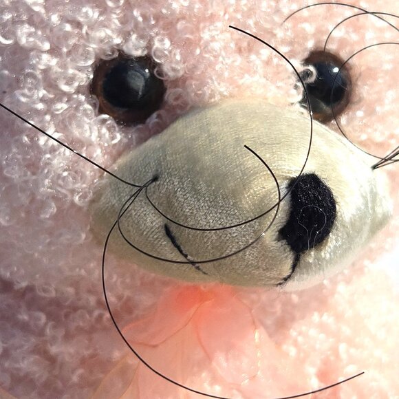 Sold -Plush Soft Pink Dusty Rose Mouse by Proud Toy Sweet Xtra Soft Shaggy Curly - Picture 8 of 12